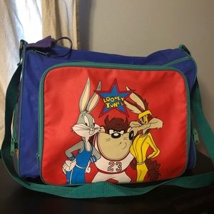 Vintage 1996 Looney Tunes Basketball Duffle Bag Space Jam #23 MJ Tax Bugs Bunny